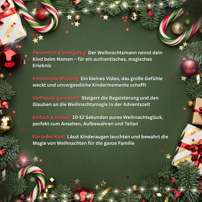 Weihnachtsmann-Video personalisiert mit Kindername - Persönliche Grüße vom Wiehnachtsmann
