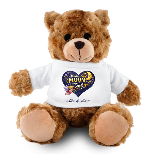 Personalisierter Teddybär mit Namen „To the Moon and Back“  – Kuschelbär mit Herzmotiv