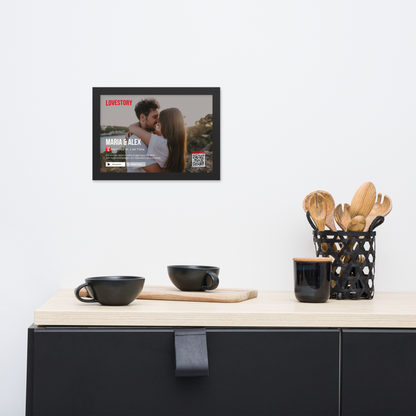 Personalisierbares Poster Lovestory - mit persönlichem Song (Gerahmtes Poster) - personalisiertes Geschenk