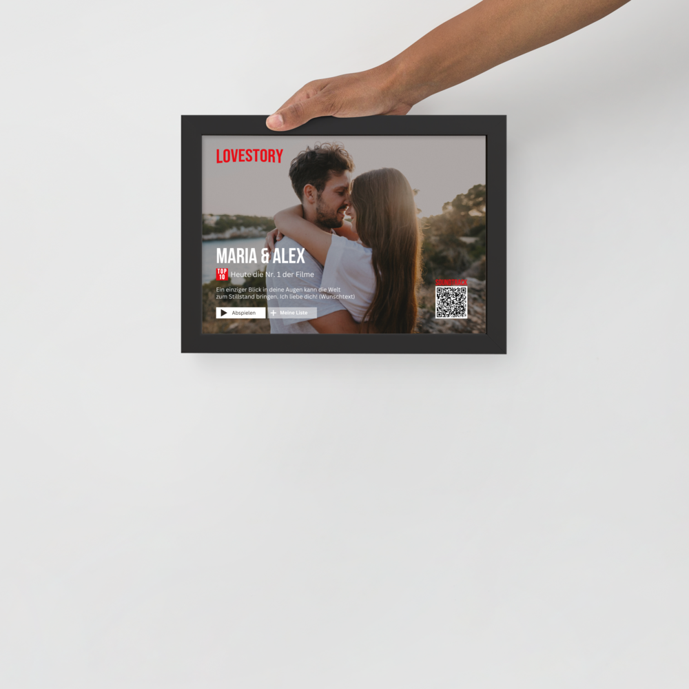 Personalisierbares Poster Lovestory - mit persönlichem Song (Gerahmtes Poster) - personalisiertes Geschenk