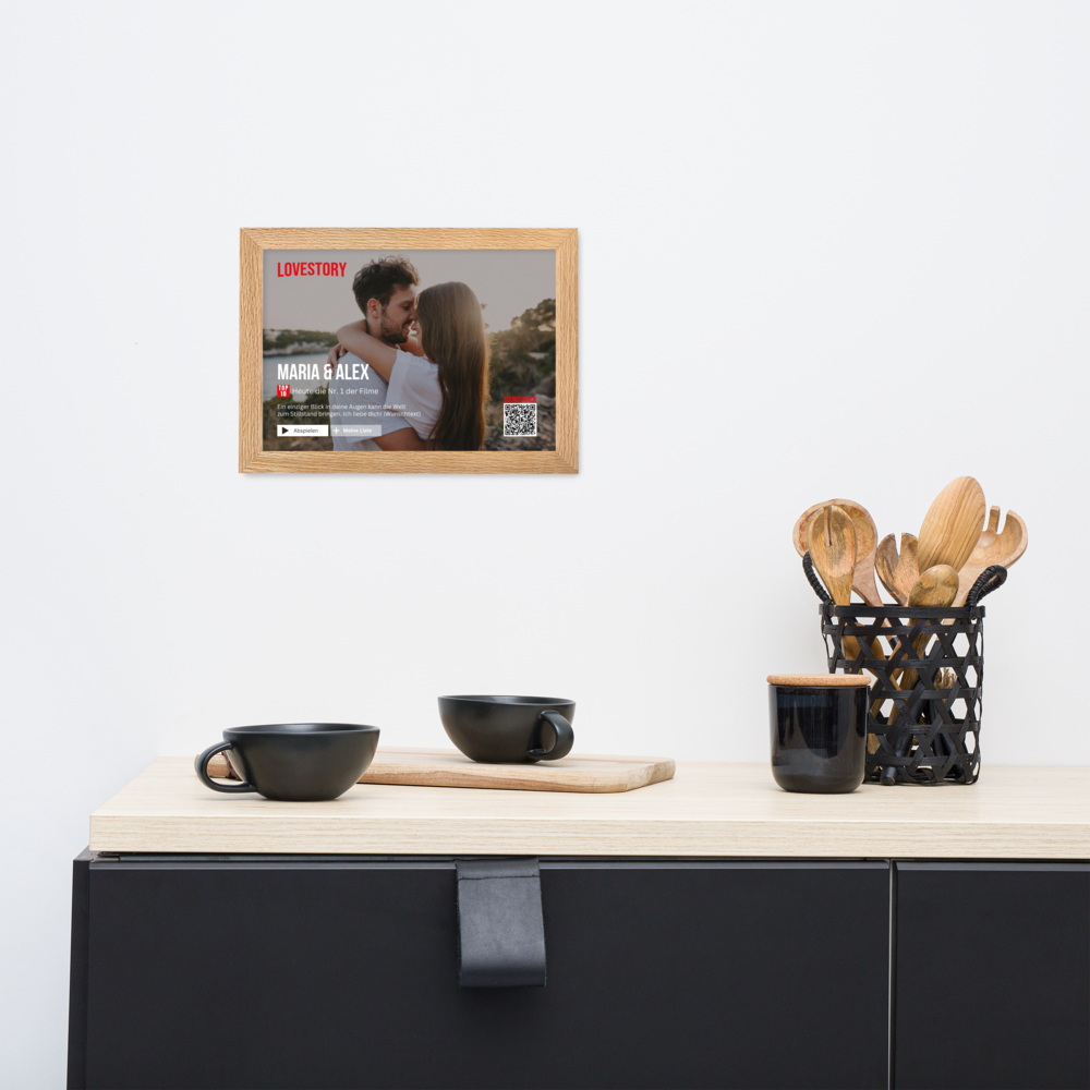 Personalisierbares Poster Lovestory - mit persönlichem Song (Gerahmtes Poster) - personalisiertes Geschenk