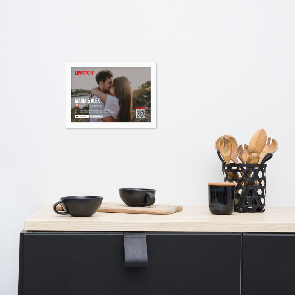 Personalisierbares Poster Lovestory - mit persönlichem Song (Gerahmtes Poster) - personalisiertes Geschenk
