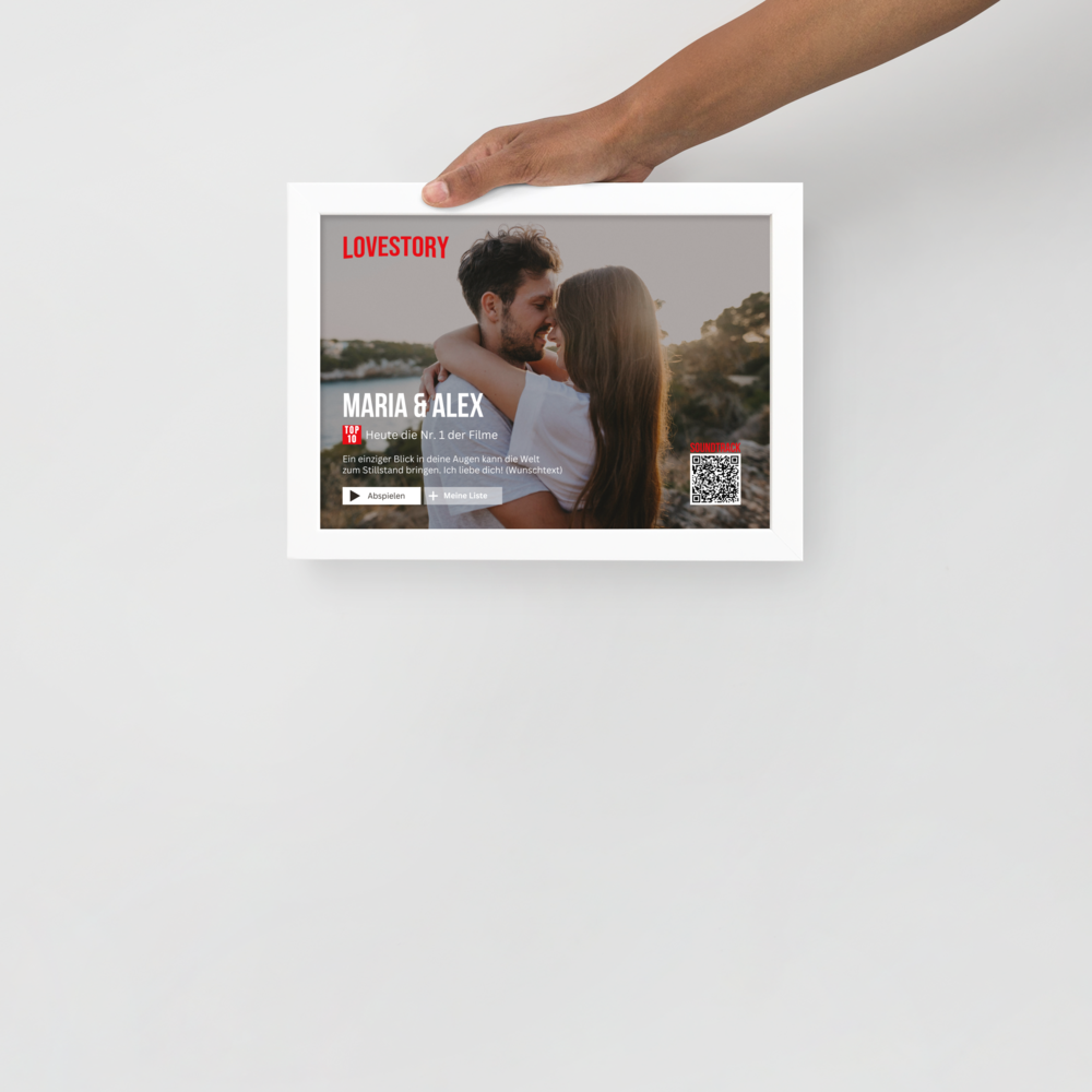 Personalisierbares Poster Lovestory - mit persönlichem Song (Gerahmtes Poster) - personalisiertes Geschenk