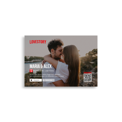 Digitales personalisierbares Poster Lovestory zum selber Drucker mit persönlichem Song - personalisiertes Geschenk