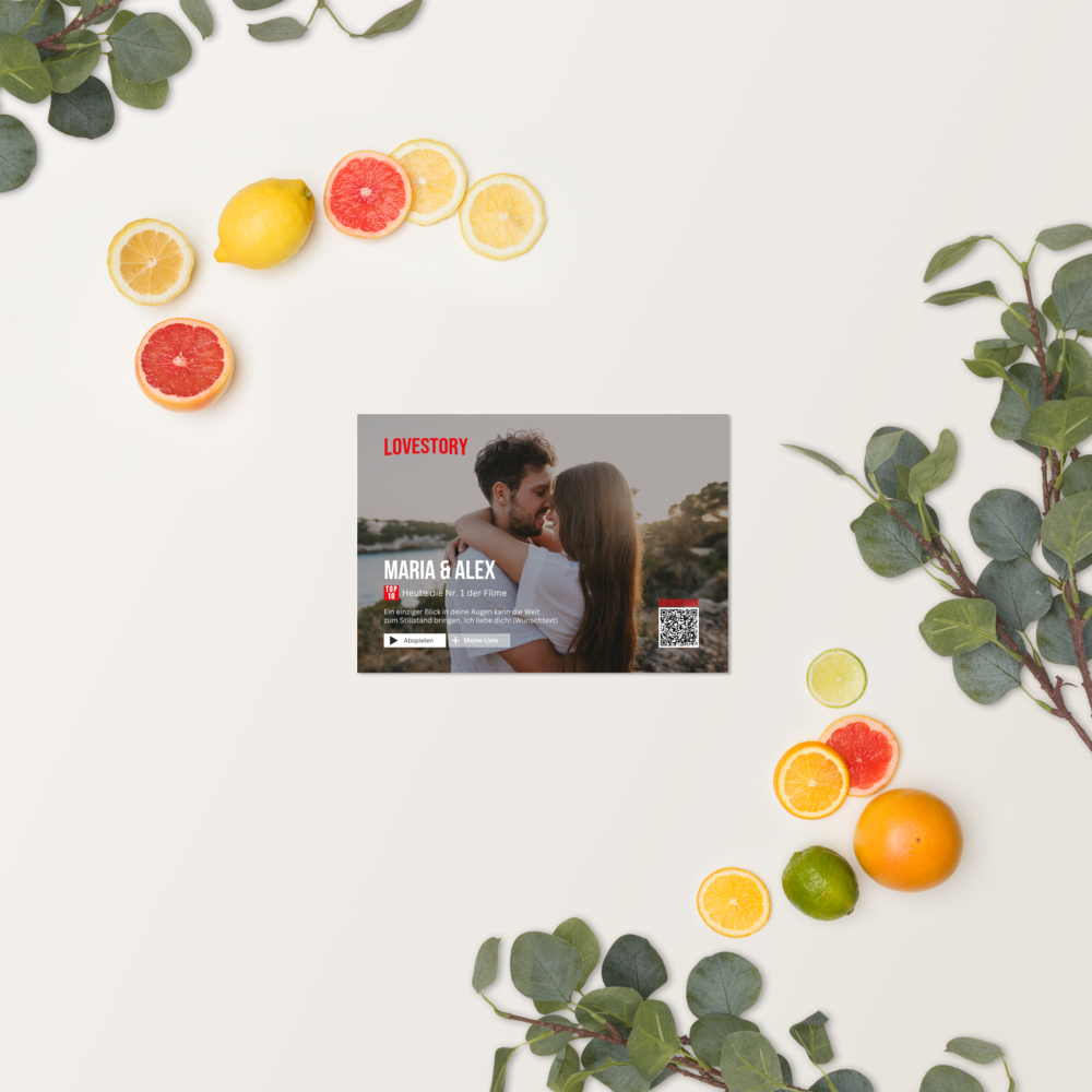 Digitales personalisierbares Poster Lovestory zum selber Drucker mit persönlichem Song - personalisiertes Geschenk