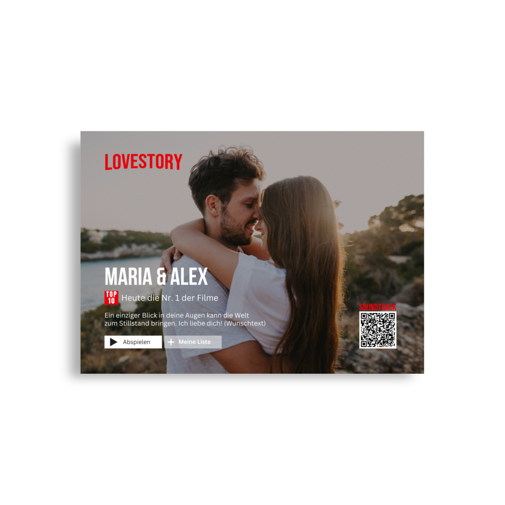 Digitales personalisierbares Poster Lovestory zum selber Drucker mit persönlichem Song - personalisiertes Geschenk