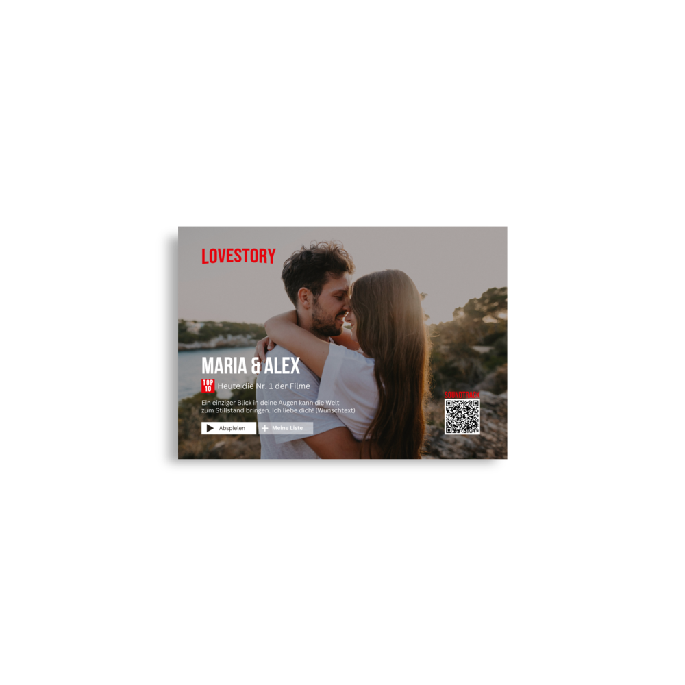 Digitales personalisierbares Poster Lovestory zum selber Drucker mit persönlichem Song - personalisiertes Geschenk