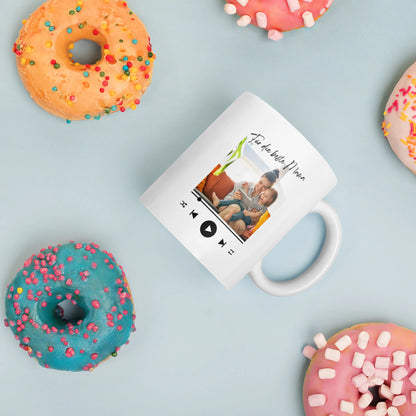Personalized song mug with your own photo, song &amp; text - 325ml mug white