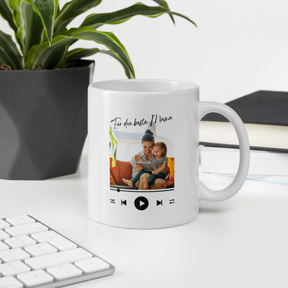 Personalized song mug with your own photo, song &amp; text - 325ml mug white