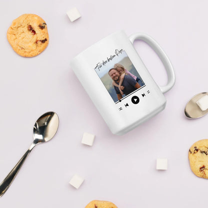Personalized song mug with your own photo, song &amp; text - 325ml mug white