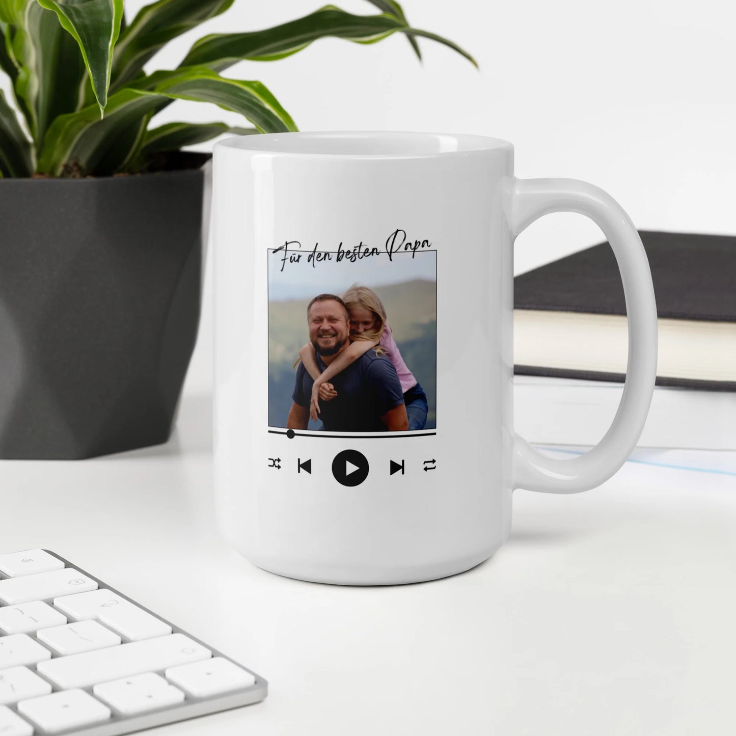 Personalized song mug with your own photo, song &amp; text - 325ml mug white