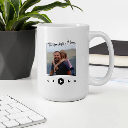 Personalized song mug with your own photo, song &amp; text - 325ml mug white